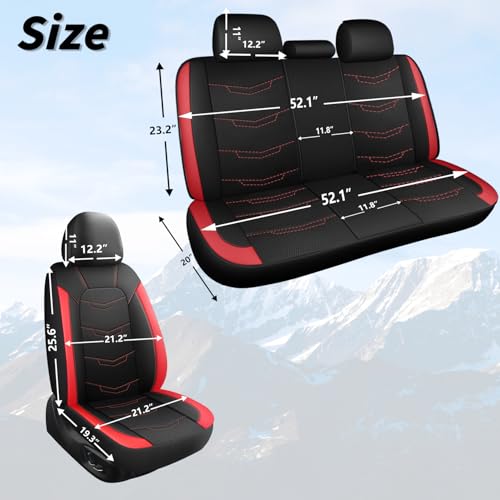 Image of HChengkikz Front Car Seat Cover, Breathable and Sporty (Black + Red)