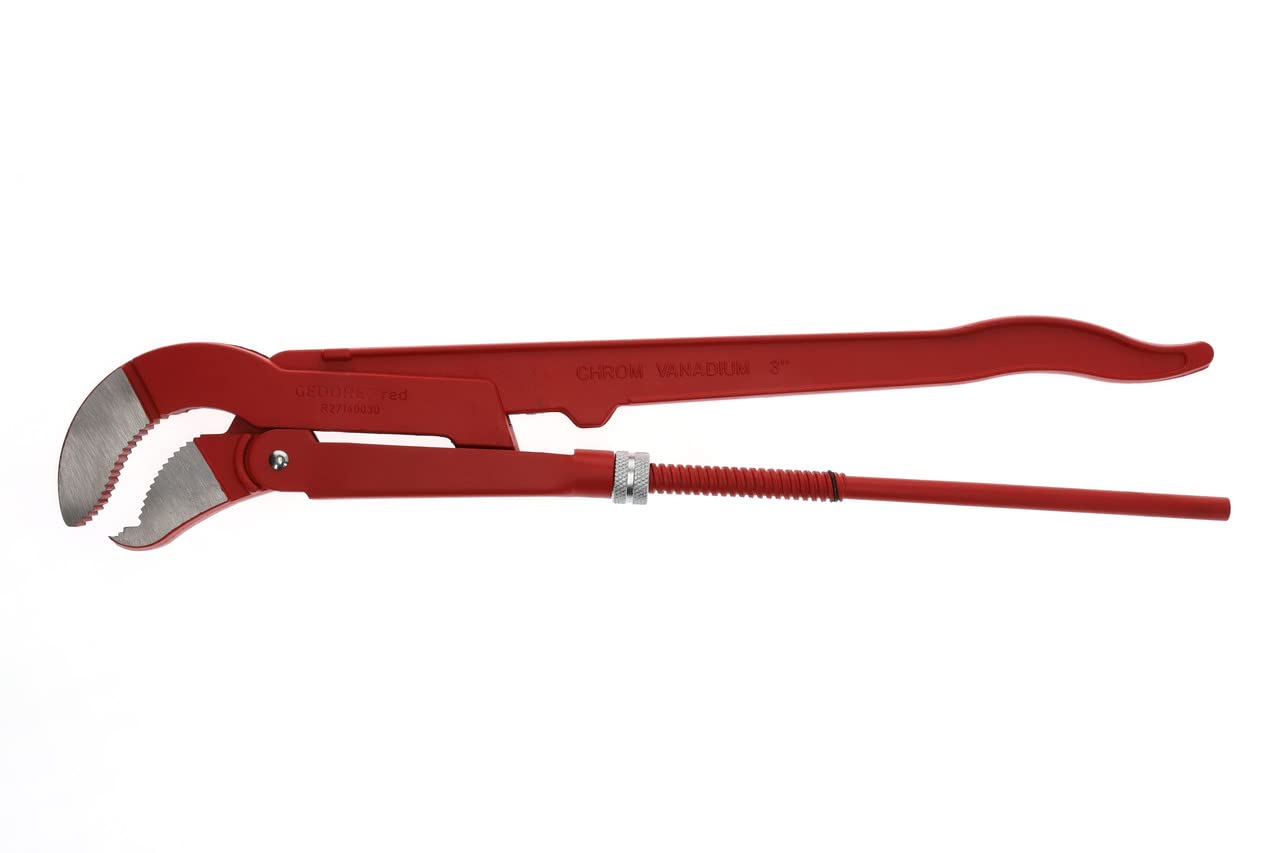 GEDORE red Clé serre-tubes coudée à 45°, Largeur 103 mm/3 pouce, suédoise, mâchoires en S, résistante, denture inversée, R27140030