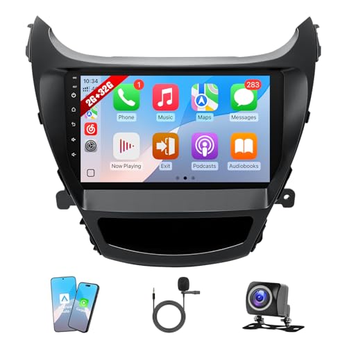 KuTaiTai Rádio de carro Android 12 para Hyundai Elantra 2014 2015 2016 com CarPlay Android Auto, unidade de cabeça de tela sensível ao toque de 9 polegadas para Hyundai Elantra estéreo com GPS