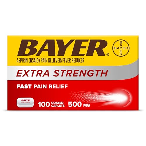 Bayer Aspirin Extra Strength Aspirin 500mg Pain Relief Pills Fever Reducer and Headache Relief for Adults 100 ct
