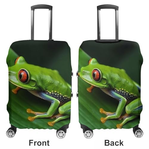 Animal Frog Green Leaf Leaves Luggage Cover, Washable Elastic Suitcase Cover Protector Fit 18-32 Inch Luggage3