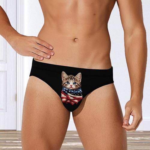 U.S.A. Flag Cat Men's Swim Brief Sexy Bikini Swimwear Swimsuit Trunks Bathing Suits4