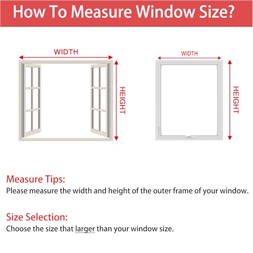 Magnetic Window Screen Adjustable Window Net 44”x 48” Fiberglass Window Screen Mesh for House Windows with Magnets