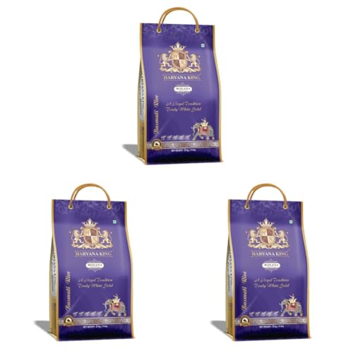 Image of Haryana King Rozana Basmati Rice 5 Kg | Long Grain | For Everyday Consumption | Fluffy & Non-sticky | Naturally Aromatic | Ideal For Biryani, Pulao & Steamed Rice (Pack of 3)