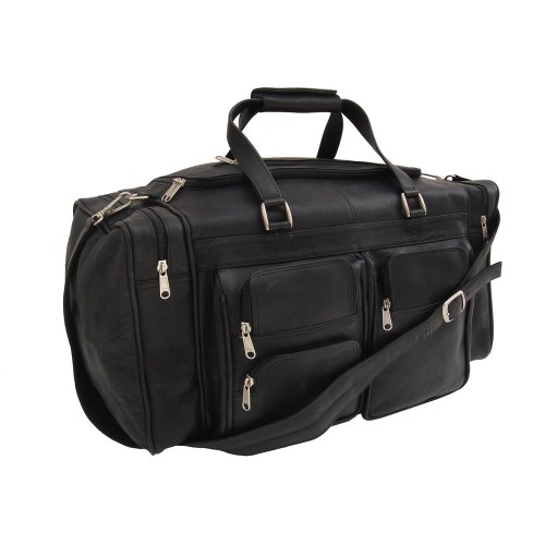 Piel Leather 20In Duffel Bag with Pockets, Black, One Size