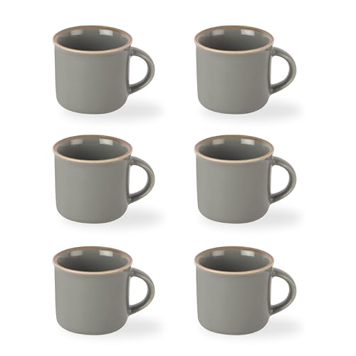 Image of CELLO Estella Nexus Color Silver Mist Plain Mug Set of 6, 90ml, Grey | Scratch Resistant | Porcelain Tea, Coffee Mug Set | Ideal for Daily Use & Gifting | Dishwasher Safe | Small Mug |