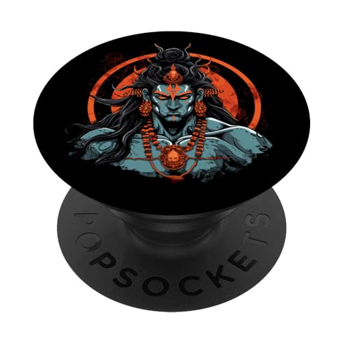 Shiva the Destroyer Fierce Mahadev Tandav Adiyogi Meditation PopSockets Swappable PopGrip, Black