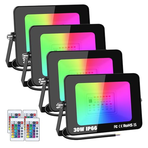 RIGIDON 4 Pack 30W LED Flood Light Outdoor