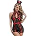 mini kitty Vestito sexy da infermiera, da donna, con allacciatura al collo, con cerniera, medico, Halloween, cosplay, uniforme immagine
