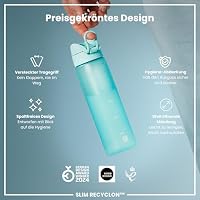 ion8 Trinkflasche, 500 ml, Auslaufsicher, Einhandöffnung, Sichere Verriegelung, Spülmaschinenfest, BPA-frei, Tragegriff, Klappdeckel, Leicht zu Reinigen, Klimaneutral, Sonicblau – Ansicht 6