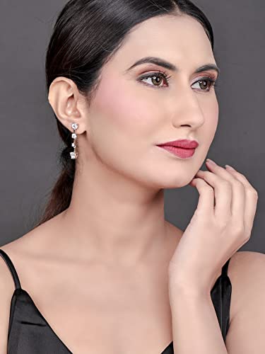 Image of Pissara 925 Sterling Silver Cubic Zirconia Earrings For Women And Girls|with Authenticity Certificate, 925 Stamp & 6 Months Warranty