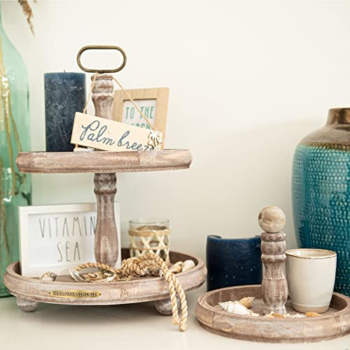 Sensacasa 3 Tier Tray - Farmhouse Three Tiered Tray Vintage – Rustic Brown Wooden 3 Tiered Tray Stand – 3 Tier Serving Trays - Farmhouse Kitchen Decor – Wood Stand Deluxe Edition #TOP5