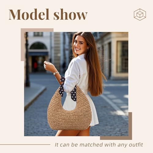 Bolso tote tejido de rafia para mujer verano playa miniatura 7