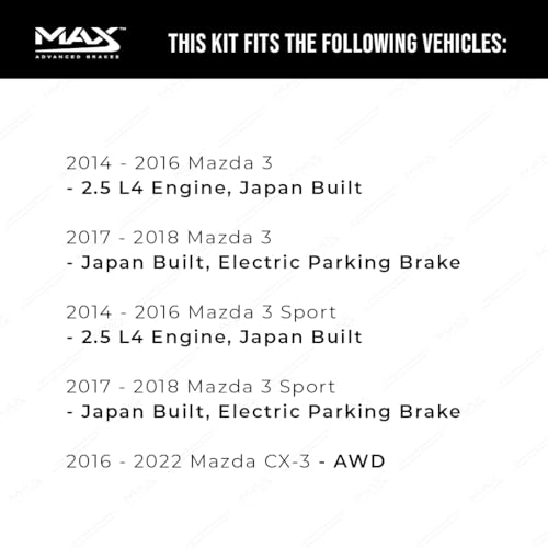 Image of MAX Advanced Brakes - Front Brake Kit For 2014-2016 Mazda 3 (2.5 L4 Engine, Japan Built), 2017-2018 Mazda 3 (Electric Parking Brake, Japan Built)| Carbon Ceramic Brake and Rotor Kit