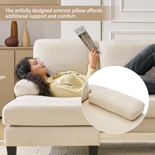Image of 98 inch Sectional Couches for Living Room, U Shaped Couch with 18 inch Seat Height, 4 Seater Couch Set with Double Chaise for Apartment, Living Room Sofas, Chenille, Beige