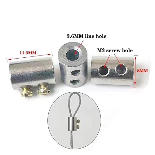 20Pcs New Upgrade Steel Wire Rope Cable Clamp/Double Hole Stainless Steel（3.6Mm Line Hole） #TOP1