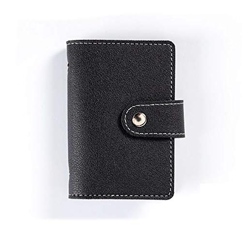 Portefeuille en cuir souple pour cartes de crédit et cartes de visite avec bouton Noir Cover