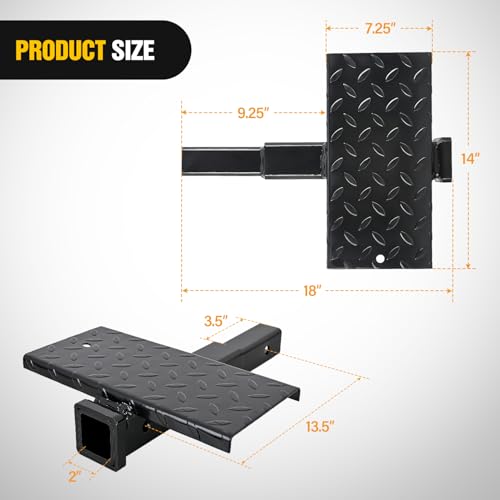 Image of Nilight Hitch Extender with Step 2 inch Receiver 14 inchx7 inch Anti-Slip Diamond Plate 4000 lbs Towing /400 lbs Tongue Weight Heavy Duty Steel Bumper Guard for Truck SUV