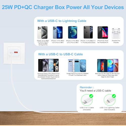 25W Samsung Charger USB C Fast Charging Block Android Phone Cord 6FT for Samsung Galaxy A17 5G A16 S25Ultra A56 Z Flip7 Fold7/6 A15 A25 S24FE A35 A54 S23 S22,iPhone 17 Pro Max/16 Plus,Pixel 10Pro 9a 8 - Thumbnail 7