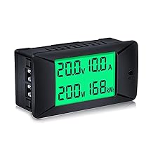 DC Multifunction Battery Monitor Meter,0-300V,0-300A Built-in Shunt, Widely Applied to 12V/24V/48V RV/Car Battery, LCD Display, Digital Current Voltage Solar Power Meter, Multimeter Ammeter Voltmeter