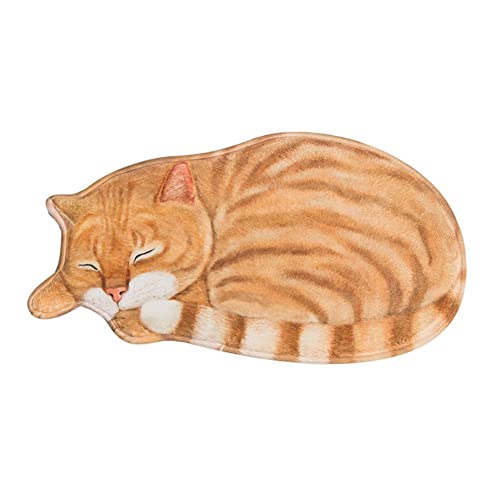 Cute Sleeping Cat Shaped Area Rug, Microfiber Absorbent Floor Mat