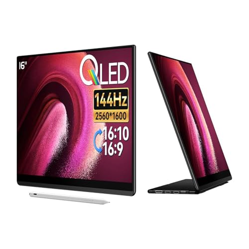 Image of EHOMEWEI Q8g 16 inch 2K 144Hz QLED Portable Touchscreen Monitor - 2560x1600 400 Nits HDR, 100% DCI-P3 Laptop Screen Extender with 4096-Level Stylus, FreeSync Gaming Display for MacBook, PC, PS5, Switch