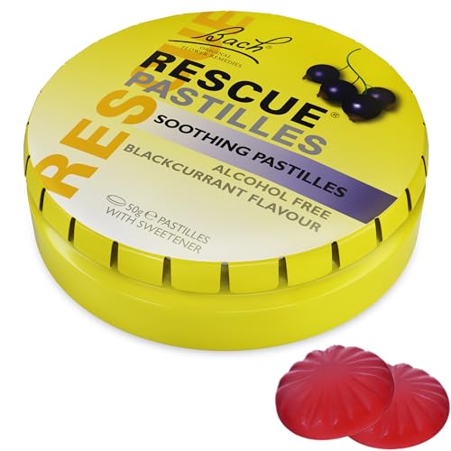 Rescue Remedy Pastilles | Blackcurrant Flavoured | Daily Support for StressfulMoments | Bach Original Flower Essences | Chewable Pastilles | 50g TravelTin