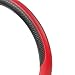 Motor Trend Red Synthetic Leather Steering Wheel Cover-Cross Diamond Stitching-Two Tone Sport Grip, Red Accent/Black