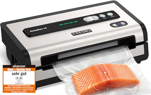 FRESKO Appareil de mise sous vide automatique, 18 L/min puissance Turbo, commande à une touche, 2 rouleaux de sacs, V8 AutoMax