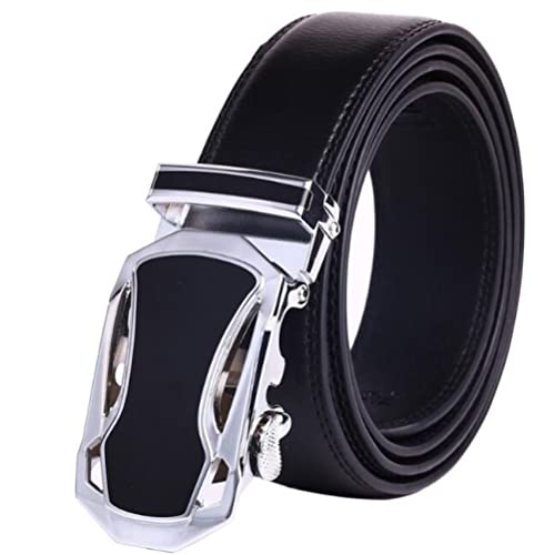 Ceinture clic coulissant homme en cuir noir réglable de 65 cm à 160 cm luxe
