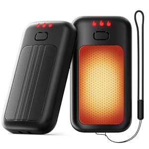 Hand Warmers, 2 Pack 6000mAh Rechargeable Hand Warmer, Pocket Heating Electric Hot Hands Handwarmers, Camping Hunting Gear, Gifts for Women, Men, Christmas, Golf, Portable Outdoor Heater (Black)