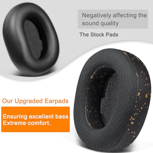 Image of SOULWIT Mesh Fabric Replacement Earpads for Steelseries Arctis Nova Pro Wireless /Arctis Nova Elite Headphones, Ear Pads Cushions with High-Density Noise Isolation Foam, Added Thickness - Black Gold
