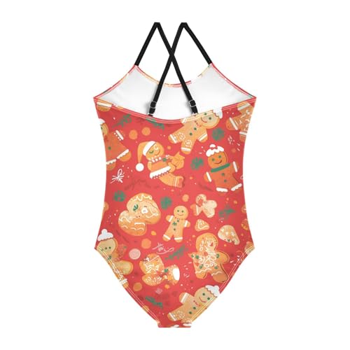 Gingerbread Cookies Kids Girls 1 Piece Swim Suit Beach Swimwear Adjustable Shoulder Strap Quick-Dry2