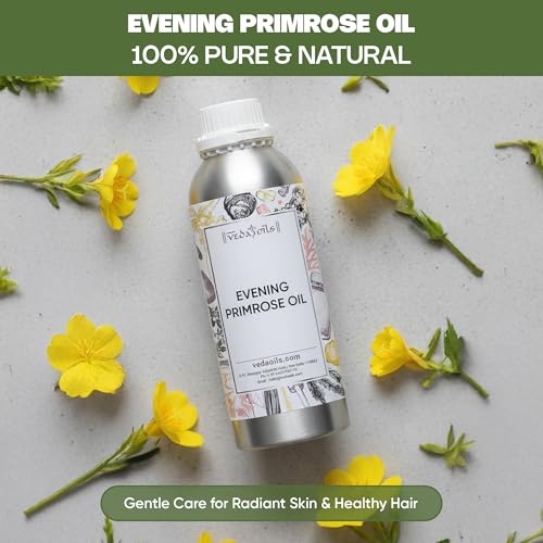 Image of VedaOils Evening Primrose Oil for Skin & Hair 100ml | 100% Pure & Natural Cold Pressed Oil | Hydrates, Nourishes, Reduces Hair Fall & Improves Skin Elasticity | Lightweight & Non-Greasy