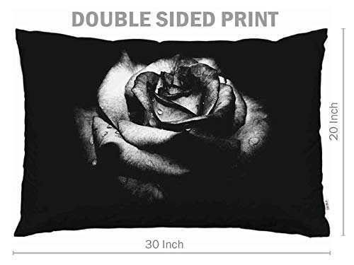 Ekobla Throw Pillow Cover Black Rose Vintage Style Retro Flowers Black Victorian Bouquet Peony Hand Drawn Romantic Decor Lumbar Pillow Case Cushion For Sofa Couch Bed Standard Queen Size 20X30 Inch #TOP6