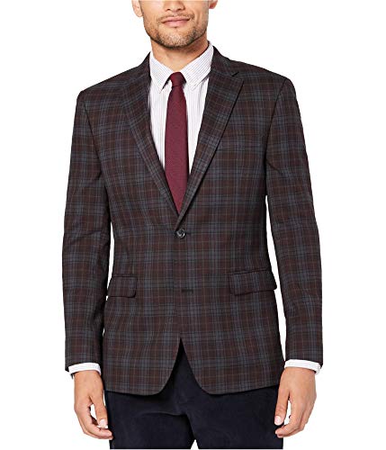 Tommy Hilfiger Mens Plaid Two Button Blazer Jacket