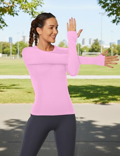 Image of MathCat Workout Shirts for Women Long Sleeve, Workout Tops for Women, Quick Dry Gym Athletic Tops,Seamless Yoga Shirts XS-XL