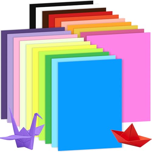 100 Blatt Buntes Papier A4, Caianwin 80 g/m² Bastelpapier Doppelseitiges Farbig Origami Papier für Drucker, DIY, Kunstprojekte, Haus und Schule(20 Farben)