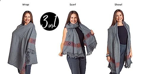 Om Shanti Crafts Meditation Shawl or Blanket, Vegan Wool Wrap, Oversize Scarf, Indian Blanket. Unisex4