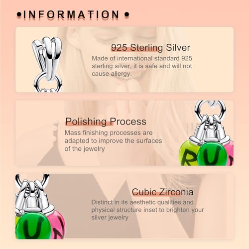 Image of S925 Sterling Silver Romantic Charm Pendant, Gifts for Family Friends Girlfriend, Valentine's Day Birthday Christmas Anniversary, Bracelet Necklace Bead Dangle Charm for Women Jewelry