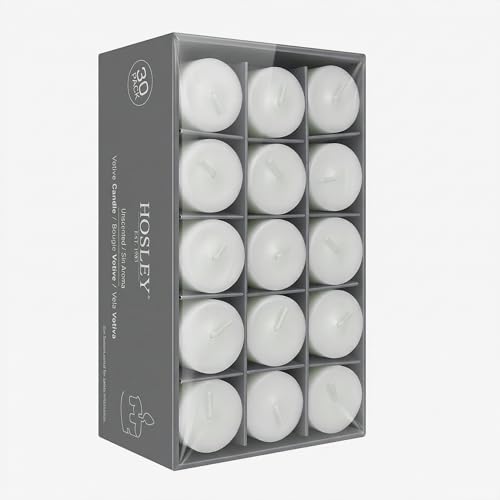 Hosley Set of 30 Unscented White Votive Candles &ndash; Bulk Pack, Clean-Burning, Long-Lasting...