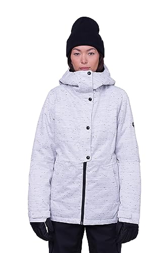 686 Women's Rumor Insulated Jacket - 2-Layer Fabric Design with Sherpa Lining & Inner Collar - Water & Weather Resistant - White Slub, Medium