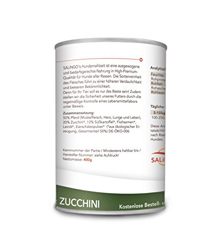 SALiNGO Premium Nassfutter für Hunde | Pferd mit Süßkartoffel & Zucchini | getreidefrei | Single Protein | hypoallergen | 6x400g