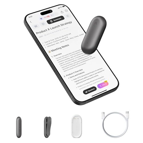 Image of AI Voice Recorder, PLAUD NotePin Voice Recorder, App Control, AI Notetaker, AI Transcribe & Summarize Support 112 Languages, 64GB Memory, Audio Recorder for Lectures, Meetings, Gray