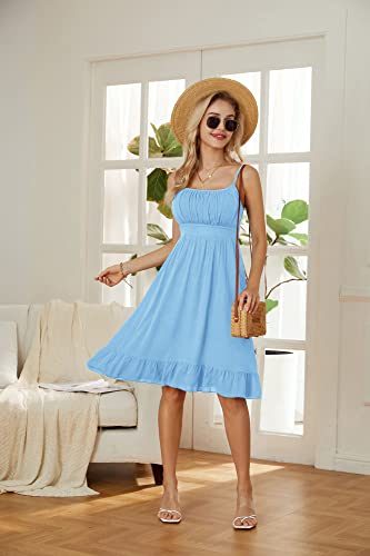GRACE KARIN Women's Spaghetti Strap Floral Dress Ruffle Hem Pleated Casual Summer Dress Boho Flowy Midi Beach Dress - Image 3