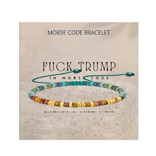 RealThing Morse Code Bracelet for Women Adjustable Natural Tiger Eye & African Turquoise Beaded Wrap Bracelet Stackable Motivational Jewelry with Hidden Message Gift (Fck Trump)