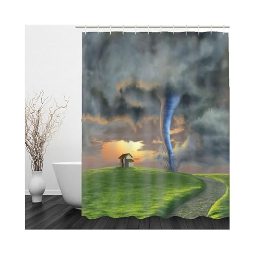 Rideau de douche textile vert gris imperméable en polyester - 2