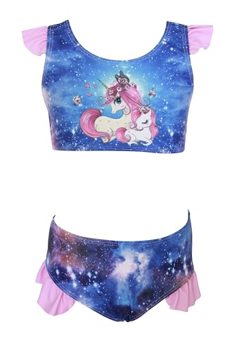 Traje de Baño para Niñas Conjunto de Bikini de Dos Piezas Unicornio, Sets Tankini Traje de Baño para Niñas 3-14 (FR/ES, Edad, 9 años, 10 años, Regular, Rosa)