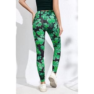 color cosplayer St Patricks Day Leggings Shamrock Stretchy Tights Yoga Pants for Women