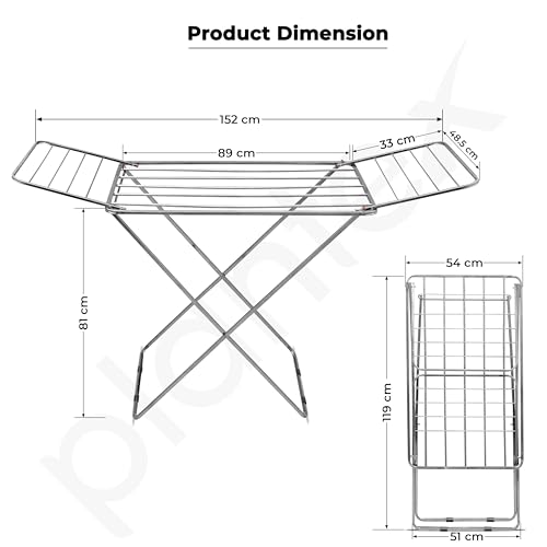 Image of Plantex Cloth Dryer Stand /Stainless Steel Dry Clothes Stand /Foldable Dry Clothes Stand /Steel Cloth Stand - Pack of 1 (Chrome)